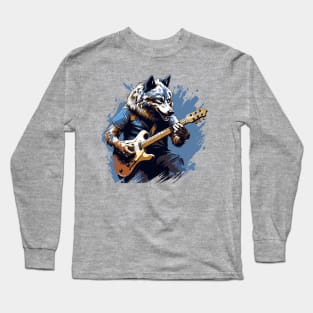 Wolf Playing Guitar Long Sleeve T-Shirt